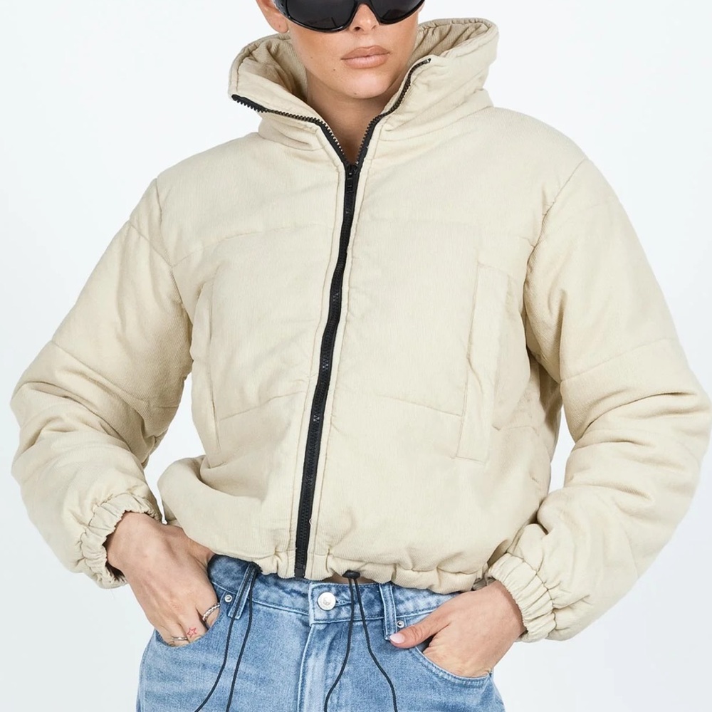 Cream beige puffer jacket from princess polly